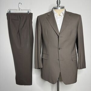 Brooks Brothers Vintage Men's 44L Brown Wool Two-Piece Suit 34W‎ Pants Solid